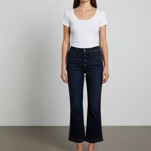 VERONICA BEARD Carolyn 10" Baby Boot Midnight Tuxedo Stripe Jeans Size 30